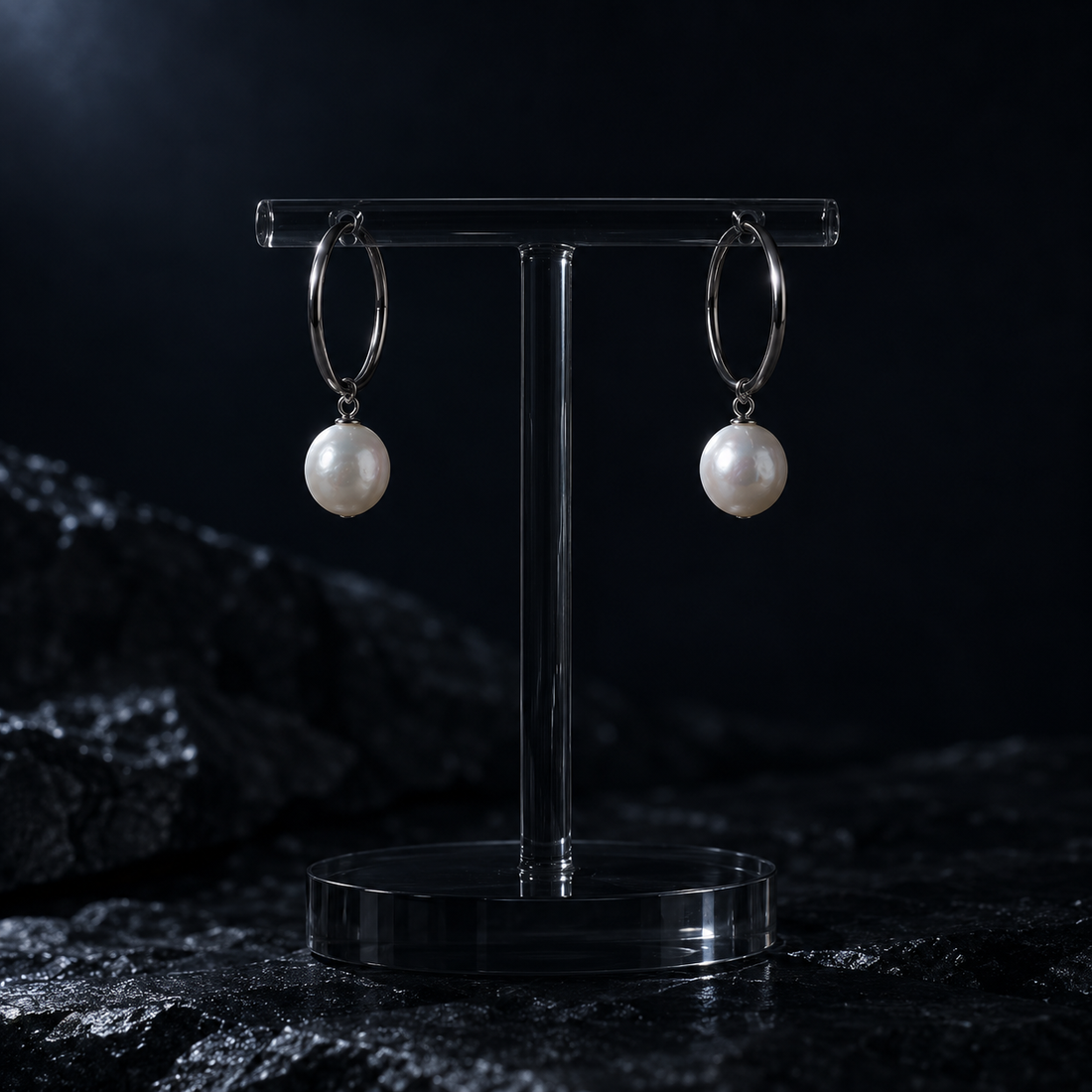 Noctis Pearl Hoops pair hero view