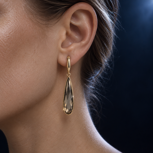 Astra Drop Earring worn at the ear