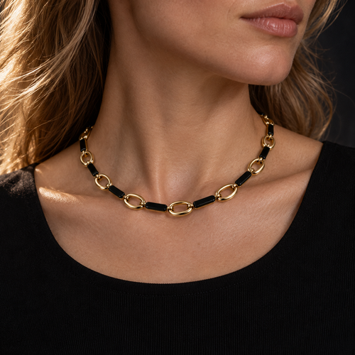Eclipse Chain Collar worn at the base of the neck
