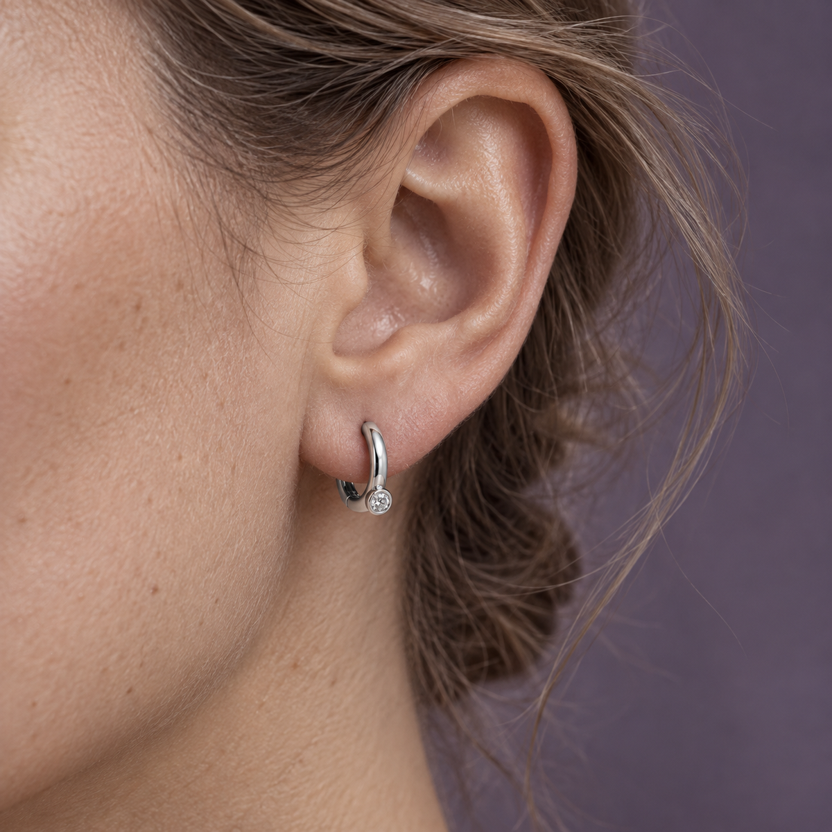Lyra Huggie worn close to the earlobe