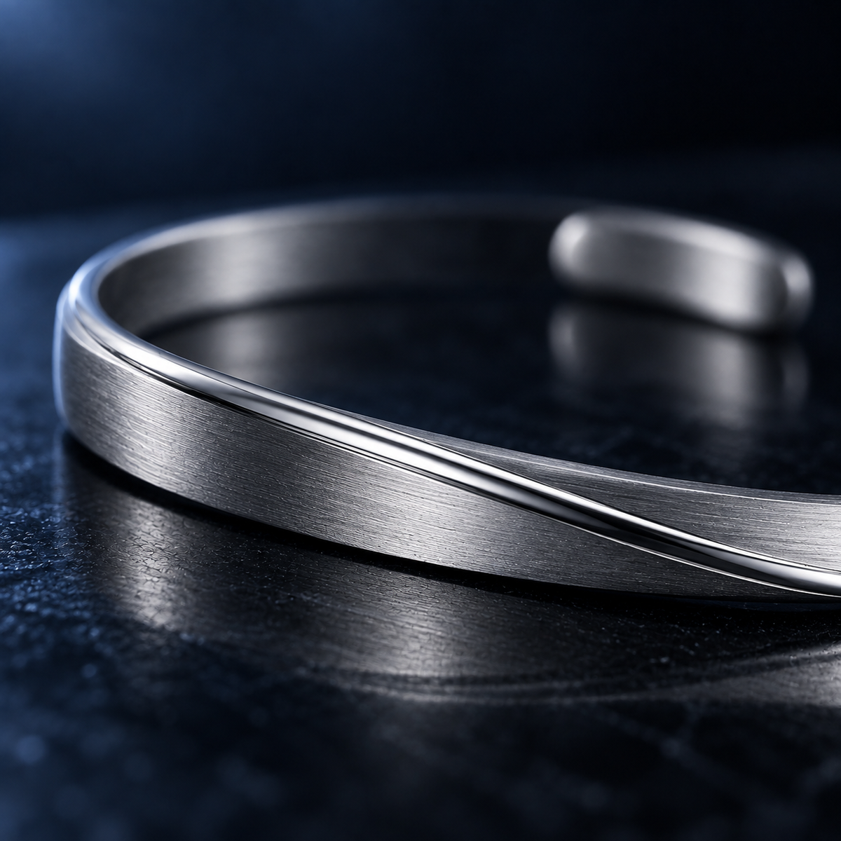 Meridian Open Cuff brushed finish and ridge detail