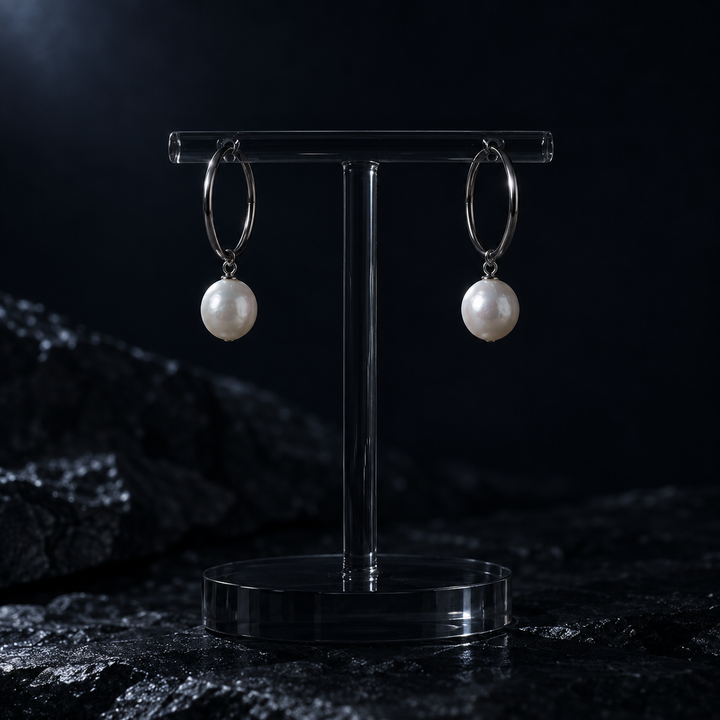 Noctis Pearl Hoops pair hero view