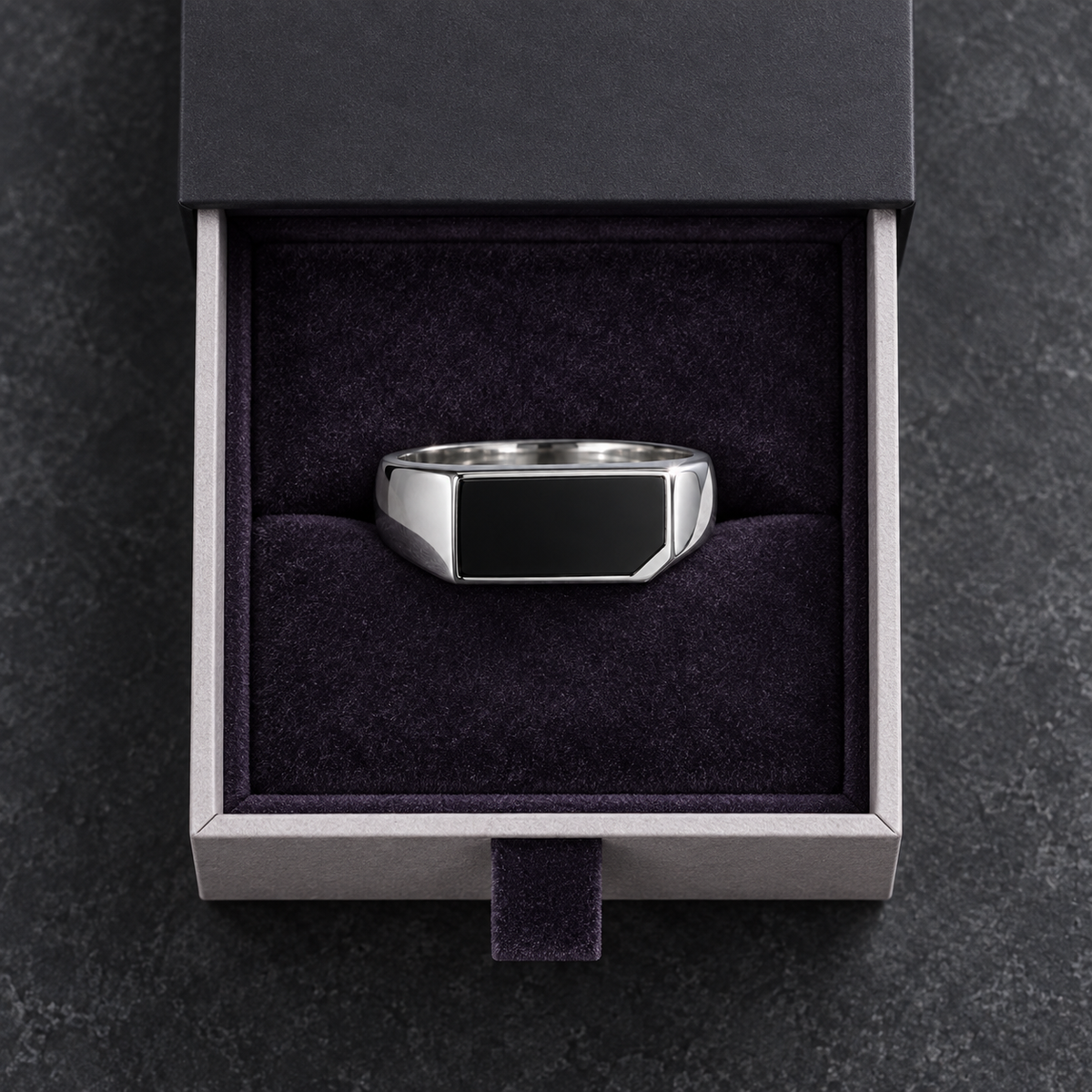 Oryn Signet Ring in its presentation box