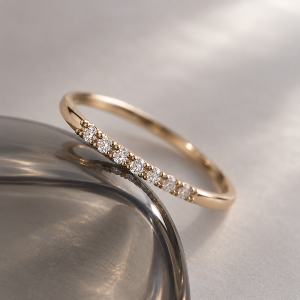 Selene Pavé Band nine-stone crescent detail