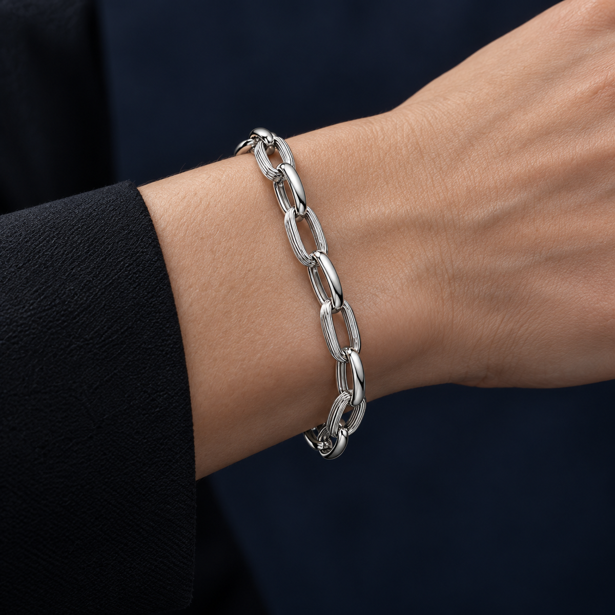 Solstice Link Bracelet worn with natural movement