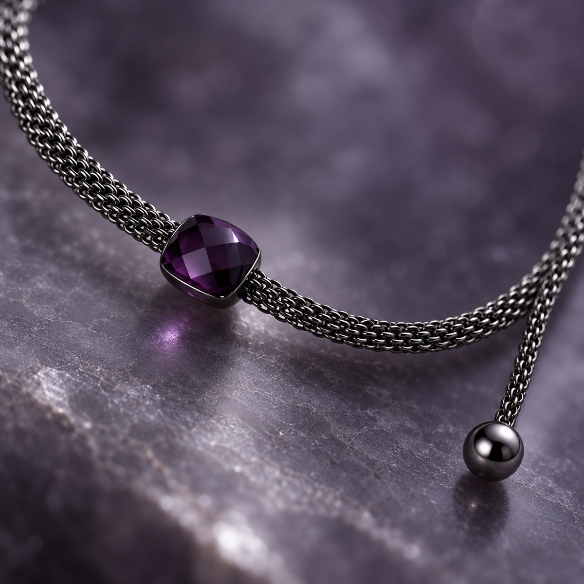 Veil Chain Bracelet slider and mesh detail