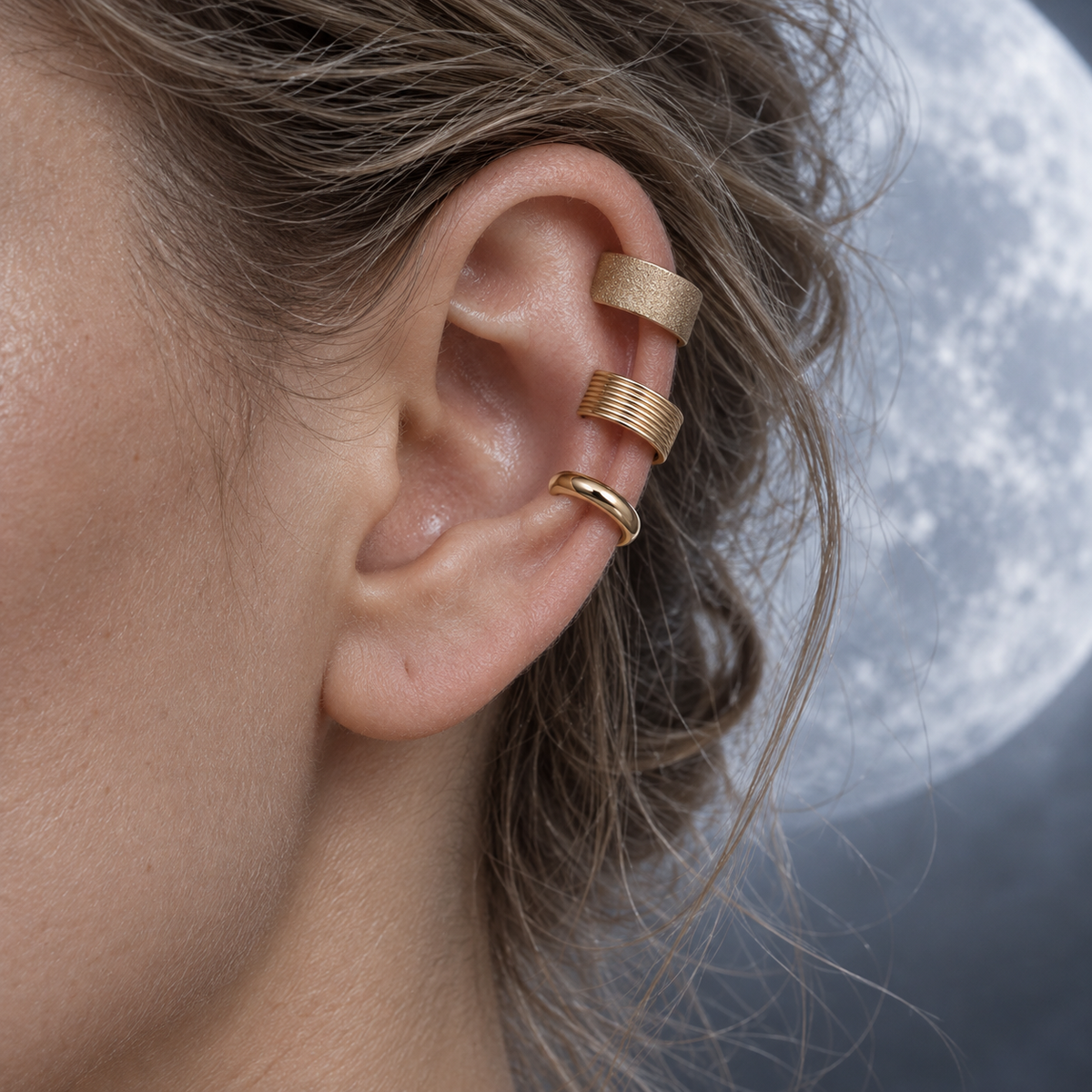 Vela Ear Cuff Set worn along the ear
